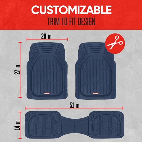 Motor Trend FlexTough Floor Mats for Cars, Blue Deep Dish All-Weather Car Mats, Waterproof Trim-to Fit Automotive Floor Mats for Cars Trucks SUV, Universal Floor Liner Car Accessories - color: Cobalt Blue, style: Full Set