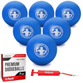 GoSports Inflatable Dodgeballs - Choose 5 Inch or 7 Inch No Sting Balls - Set of 6 Includes Ball Pump & Mesh Bag - color: 7" Balls 6 Pack - Blue
