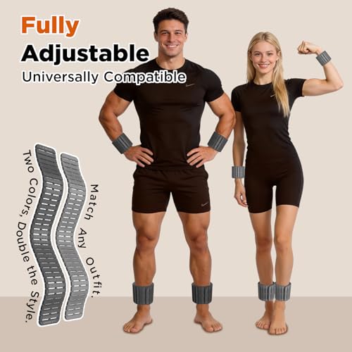 Magnetic Ankle Weights for Women Men Set of 2 (1 lb Each) Adjustable Wrist Weights for Pilates, Yoga, Workout and Daily Training - color: Graphite Gray & Silver Gray