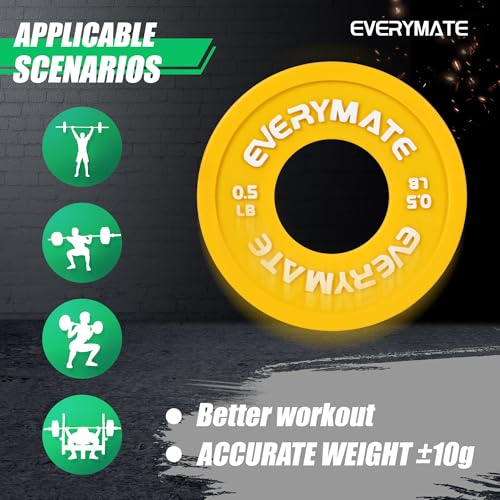 EVERYMATE Change Weight Plates 1.25LB 2.5LB 5LB Set Fractional Plate Olympic Bumper Plates for Cross Training Bumper Weight Plates Steel Insert Strength Training Weight Plates - color: 19LB (0.25+0.5+1.25+2.5+5) x2