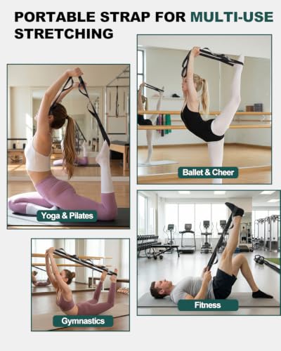 Trideer Non-Elastic Stretching Strap with Loops for Physical Therapy & Rehab, Knee Hip Leg ROM Post-Surgery, Yoga Strap for Stretching, Leg Lifter Strap Mobility Aid, Hamstring Calf Back - color: Black
