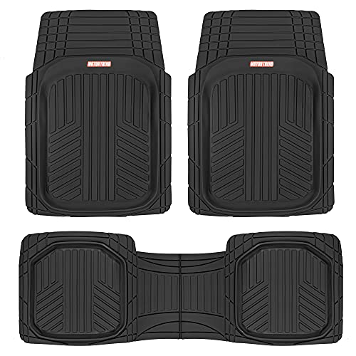 Motor Trend FlexToughXL Floor Mats for Cars Full Set, All-Weather Rubber Automotive Floor Mats, Waterproof Heavy Duty Car Mats, Flexible Floor Liners for Car Truck Van SUV, Car Floor Mats (Black) - color: Black, style: FlexToughXL