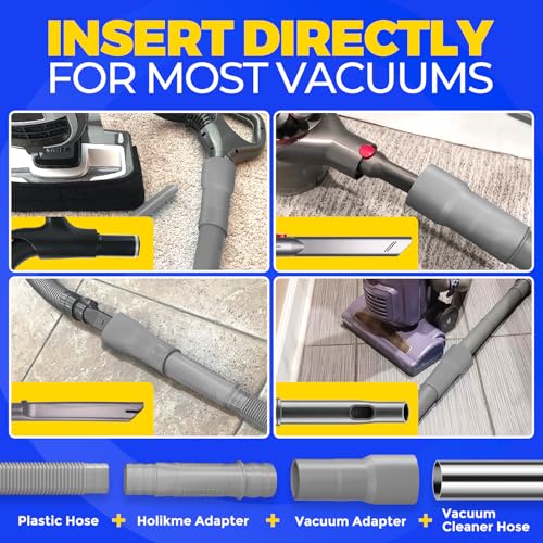 Holikme Dryer Vent Cleaner Kit 2Pack - Lint Vacuum Attachment & Brush | Gray Dryer Vent Vacuum Hose Attachment & Brush Reach Deep Traps - Remove Hidden Lint, Speed Drying & Reduce Fire Risk - color: Gray