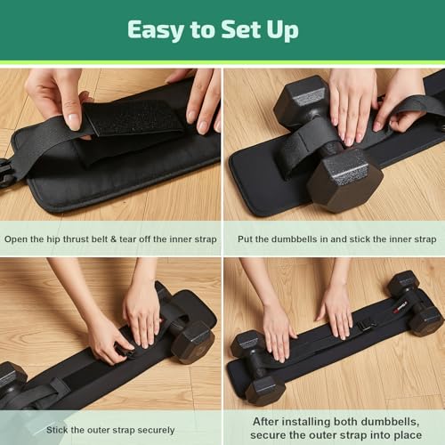 Hip Thrust Belt for Dumbbells, Kettlebells & Plates – ThrustFlex Booty Belt for Hip Thrusts & Glute Bridges, Anti-Slip 6mm Neoprene Pad, Adjustable Glute Belt for Home Gym Workouts