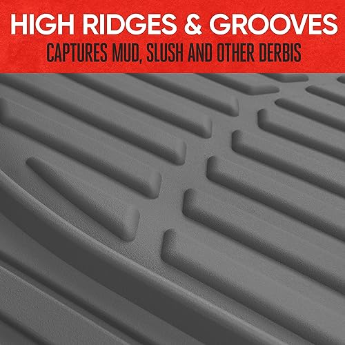 Motor Trend 2 Piece Front Car Floor Mats- Gray FlexTough Contour Liners-Deep Dish Heavy Duty Rubber Floor Mats for Car SUV Truck & Van-All Weather Protection, Universal Trim to Fit - color: Gray, style: 2pc Front Mats