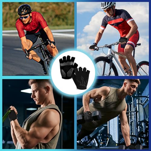 MOREOK Cycling Gloves Bike Bicycle Gloves, Half Finger 5MM Gel Anti-Slip | Biking Gloves for Men Women Gym workout exercise Motorcycle Hiking Rowing Outdoor Sports - color: Black, size: XX-Large