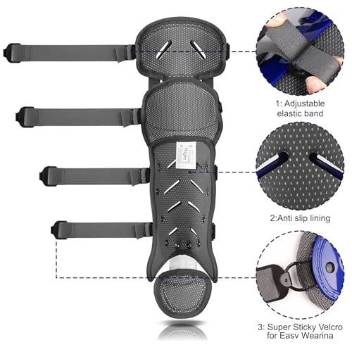 Baseball Softball Catcher Leg Guards Shin Guards for Youth Adult - size: 12"-Youth Blue