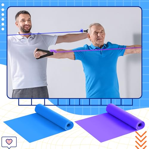 2 Pcs Resistance Band with Handles Chair Exercise Equipment for Seniors Physical Therapy Band Gifts for Elderly Women Rehab, Physical, Grandma, Grandpa - color: Blue, Purple