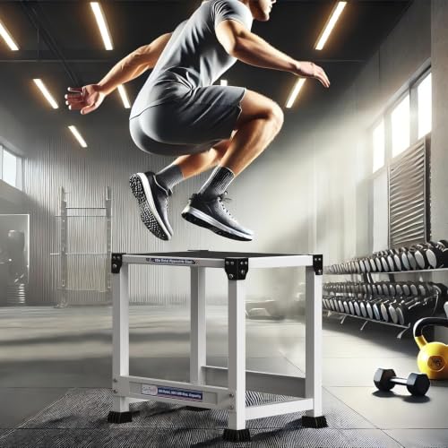 GanFindX Steel Plyo Jump Box, 12/18 Inch, White | Heavy-duty Steel Plyo Box For Home Gym. Builds Agility, Stamina, Conditioning & Strength. - size: 18 Inch
