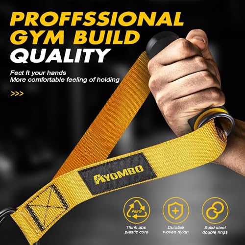 Ayombo Gym Equipment, Cable Attachments for Gym, Home Workout Equipment Machine Grip Attachments, Resistance Bands Handles for Weight Strength Trainer, Gym Heavy Duty Exercise Handle for Men - color: ‎1-Yellow