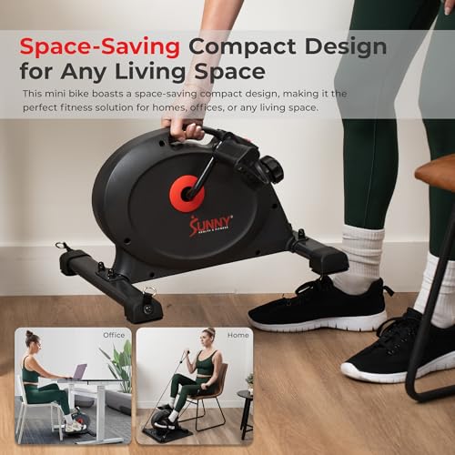 Sunny Health & Fitness Smart Under-Desk Bike Exerciser, Low-Impact Cardio Cycling Equipment for Home/Office, Mini Paddler for Arm/Leg Mobility Training, Free SunnyFit App - color: Dark Grey
