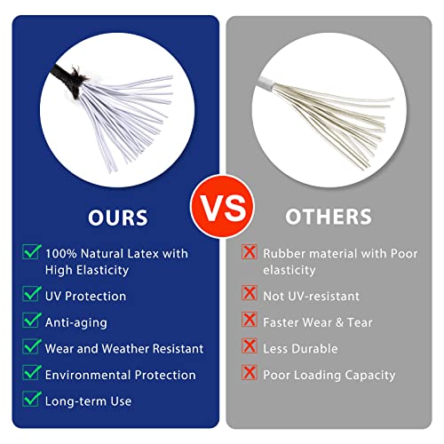 Tarp Bungee Cords with Balls 10 Inch, 50 PCS Ball Bungee Cords Heavy Duty Tarp Bungee Balls Tie Downs for Camping,Shelter,Cargo,Projector Screen,Tent Poles with UV Resistant