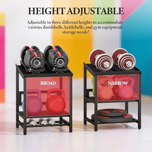 Adjustable Dumbbell Weight Rack Heavy Duty, 3 Tier Adjustable Dumbbell Stand 660LB Loading, Metal Kettlebell Storage with Non-Slip Padded, Commercial Kettlebell Stand for Home Gym Garage(Rack Only)