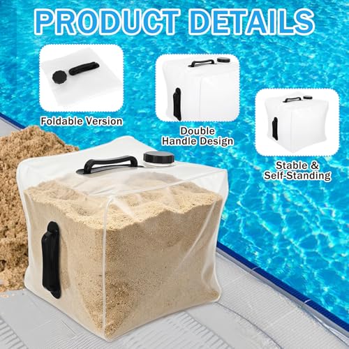 2 Pack 25LB PVC Beach Umbrella Weight Sand Bags,Clear Heavy Duty Summer Canopy Tent Sandbag with Adjustable Custom Straps,Fillable Anchor Bags for Patio Umbrellas Sand Anchor Bags