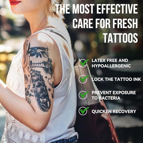 Pamiou Second Skin Tattoo Cover - 6 Inches x 2 Yards Tattoo Aftercare Bandage | Breathable, Waterproof, Transparent, Latex-Free Film, Matte Finish