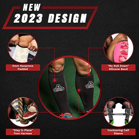 Bear Grips Deadlift Shin Guards - Breathable Gym Equipment Rope Climbing Shin Guard for Men and Women - Injury Prevention Calf Support Shin Guard Sleeves for Ultimate Shin Protection - color: Stealth Black, size: Large
