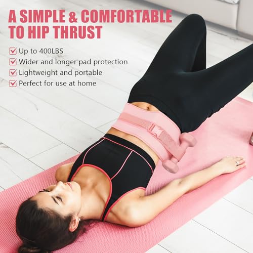 Exercise Hip Thrust Belt - Dumbbell Hip Thrust Belt, Thicken & Widen, Comfortable for Dumbbells, Kettlebells or Plates, Slip Padding, Gym or Home Workouts - color: Pink