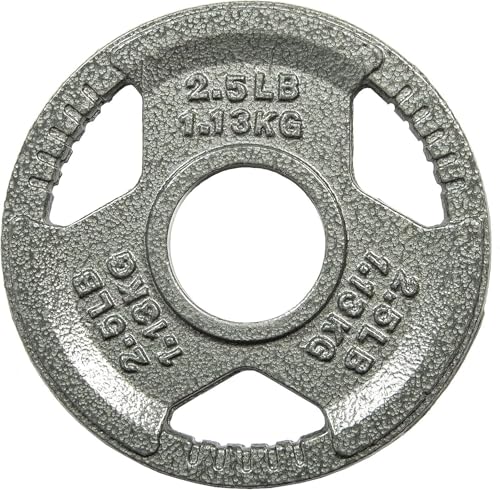 HulkFit 1 inch or 2 inch Cast Iron Weight Plate Set with Multi-Grip Handles and Enamel Coated for Barbells & Strength Training - Grey - style: 2in - 2.5lbs (SINGLE)