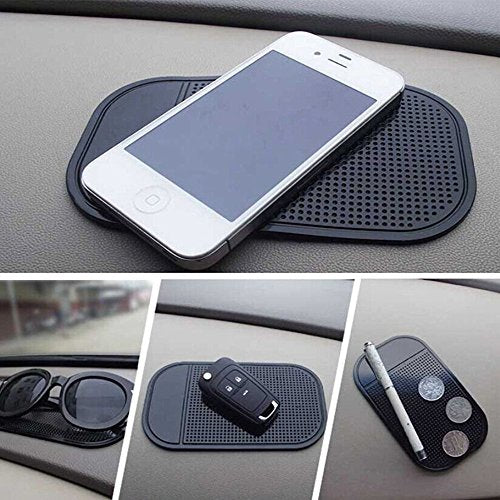 Car Dashboard Non Slip Mat, Bysameyee 5-Pack Anti-Slide Sticky Extra-Thick Dash Pad for Radar Detector, Cell Phone, Keys, Glass, Mirrors, Metal, GPS, Coins - size: 5.5 x 3.2 Inch