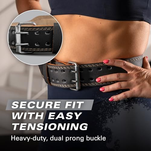 Harbinger Padded Leather Contoured Weightlifting Belt - 4" or 6” Width - Interior Suede Lining & Foam Cushioning - Heavy-Duty Dual Prong Steel Roller Buckle - for Lifting Support - size: Small, style: 6 Inch: 2.0
