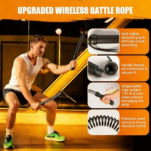 Weighted Ropeless Battle Ropes for Home Gym: 2PCS Heavy Duty Cordless Battle Ropes with Portable Storage Bag for Strength Building, HIIT Workout and Aerobic Training for Men & Women, Black 3 - color: Black 3
