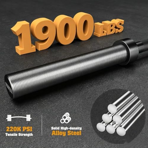 FEIERDUN 7FT Olympic Barbell, 1900LBS Strength Training Bar for Weight lifting, Alloy Steel, Center knurl, Suitable for 2 inch Plates