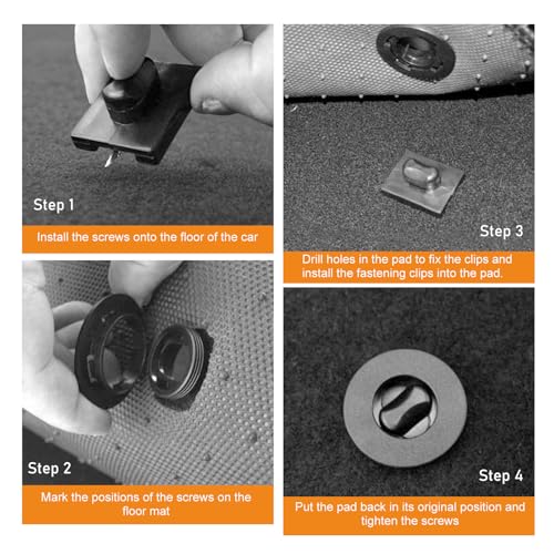 4PCS Car Carpet Fixing Clips, Interior Non-Slip Floor Mat Buckle, Double Layer Plastic Foot Pad Buckle Set, Universal Car Mats Fasteners Clip for Auto, Truck, SUV