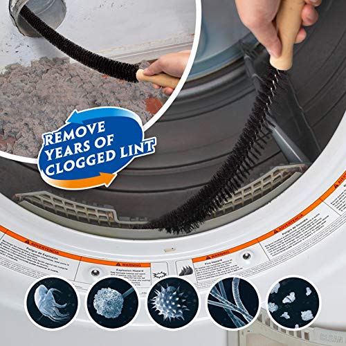 Holikme Dryer Vent Cleaner Kit 2Pack - Lint Vacuum Attachment & Brush | Black Dryer Vent Vacuum Hose Attachment & Brush Reach Deep Traps - Remove Hidden Lint, Speed Drying & Reduce Fire Risk - color: Black