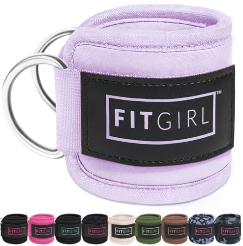 FITGIRL Ankle Strap for Cable Machine – Premium Padding and Comfort for Cable Exercise Machines, Cable Exercise Attachment for Home & Gym, Glute Workouts - Kickbacks, Leg Extensions, Hip Abductors - color: Light Purple - Single