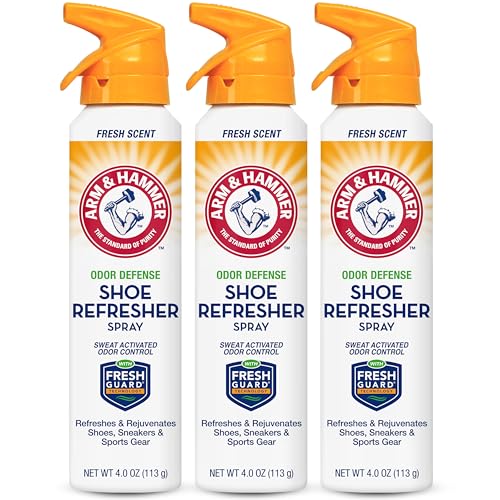 Arm and Hammer Shoe Refresher Spray, Multi-Purpose Odor Remover for All Types of Footwear, Shoe Deodorizer Spray, Shoe Odor Eliminator, Shoe Spray, Shoe Smell Eliminator, 4 oz (3 Pack) - size: 4 Ounce (Pack of 3)