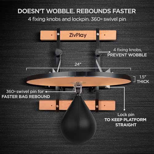 Speed Bag Platform Speed Bag Stand for Boxing Punching Practice Includes Height Adjustable Mount Speedbag and Air Pump 360° Swivel 24 Inch Board