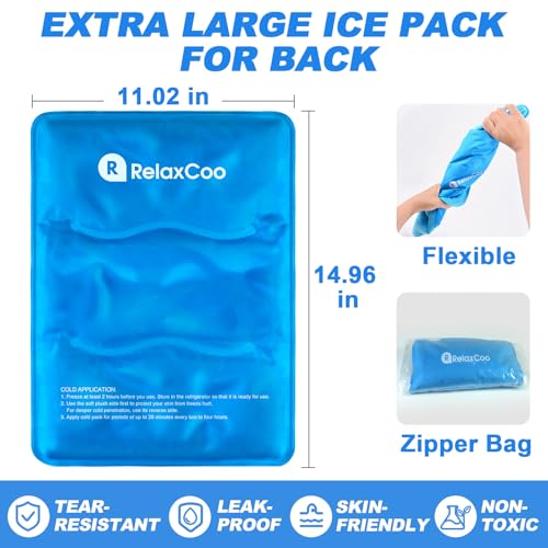 RelaxCoo Large Flexible Ice Pack for Injuries Reusable Gel, 11x14.5 Inches, Cold Compress for Hip, Shoulder, Knee, Back Pain, Swelling, Bruises, Surgery - style: BLUE