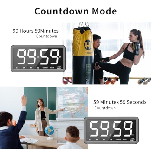 VOCOO Digital Kitchen Timer with 7.8” Extra Large Display, Magnetic LED with 3 Brightness, 4 Alarms and 3 Volume Levels, Battery Powered Countdown Count Up Timer for Cooking, Classroom, Home Gym - color: Space Grey