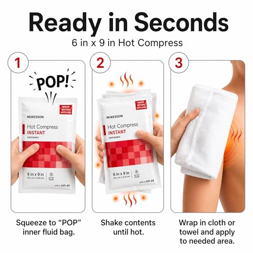 McKesson Instant Hot Packs, Instant Hot Compress, 6 x 9 in | Instant Hot Pack,Sodium Acetate / Water,Disposable,6 X 9 Inch - color: Red, size: 6x9