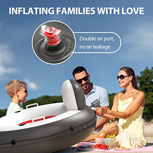 QPAU Inflatable River Tube, 0.4 mm Thickened Puncture-Resistant Heavy Duty River Float, River Raft with Ergonomic Backrest, Mesh Bottom & 2 Cup Holders for Adults and Friends Lake Float - color: C-Black&Red