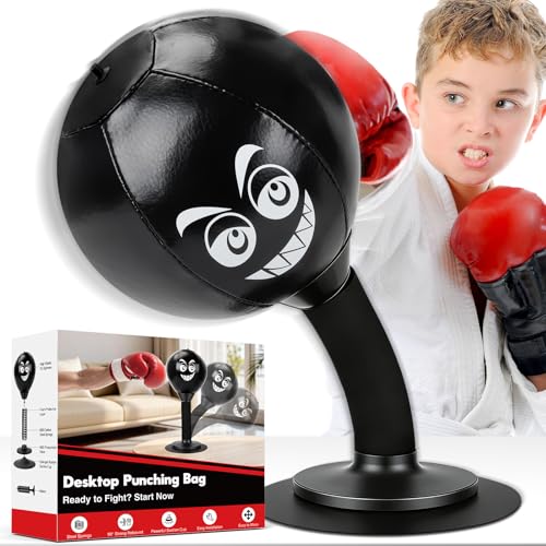 Desktop Punching Bag - Stress Relief, Suction Cup Design for Office Table and Counters, Heavy Duty Stress Relief Ball, Fun Gifts Suitable for All Ages - color: Black