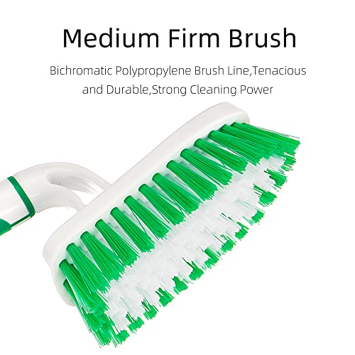 2-Pack Scrub Brush for Cleaning with Long Handle,Medium Firm Brush Bathroom Cleaning Supplies and Bathtub Cleaner and Shower Cleaning Brush,Multi-Scene Use for Kitchen or Carpet Brush,White&Green - color: Green+white