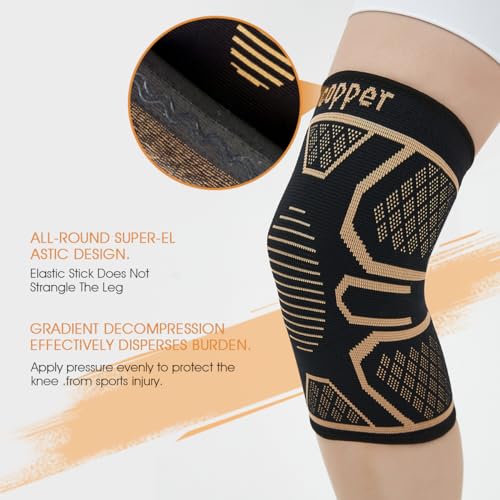 Copper Knee Braces for Knee Pain 2 pack, Knee Compression Sleeve Support for Men and Women, Medical Grade Knee Brace for Working Out Running Arthritis Sports Meniscus Tear Joint Pain Relief S - size: Small