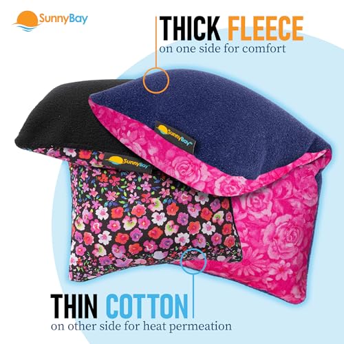 SunnyBay Small Microwave Heating Pad, Microwavable Versatile Cold/Heated Neck and Shoulder Wrap for Back Pain and More, Moist Heat Cotton-Fleece Pad, 6x11 Inches, Hot Pink and Red Flower, Pack of 2 - color: Pack of 2 - Hot Pink and Red Flower