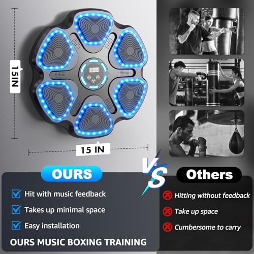 Music Boxing Machine for Kids Adults, Smart Interactive Music Punching Machine with Gloves 11 Modes 9 Speeds Wall Mounted Electronic Boxing Punching Pad for Reaction Training Home Fitness Room Game