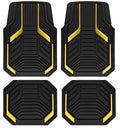PIC AUTO Heavy Duty Rubber Floor Mats, Yellow Aluminum Film Car Mats Set, Front and Rear Car Mats with Anti-Slip Backing, All Weather Protection, Trim-to-Fit for Automotive SUV, Sedan, Van - color: Yellow