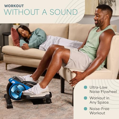 Lifepro Portable Under Desk Elliptical Exercise Machine - Manual Pedal Exerciser for Home Workouts, Muscle Toning, Energy Boost - Mini Foot & Leg Exerciser with Fitness App - color: Blue
