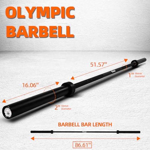 Fitvids Olympic Cerakote Barbell for Home & Commercial Gyms, 190K PSI Tensile Strength Rated for up to 1500LB Capacity - color: Black