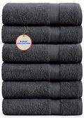 KAHAF COLLECTION 100% Cotton Bath Towels, 24x48 Pack of 6 Towels, Quick Dry, Highly Absorbent, Soft Feel Towel, Gym, Spa, Bathroom, Shower, Pool, Luxury Soft Towels (Grey, 24x48-6 Pack) - color: Grey, size: 24x48 - 6 Pack