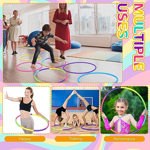 Sratte 12 Pcs Toy Hoop for Kid Detachable Adjustable Toy Hoop Colored Hoop Exercise Ring Plastic Circle for Kid Teen Gymnastics Dog Agility Equipment, Require Self Assembly(Stylish Colors, 24 Inch) - color: Stylish Colors, size: 24 Inch