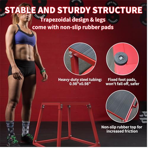 Hetoy Metal Plyo Jump Box for Home Gym, Steel Plyometric Training Box with Anti-Slip Top, Exercise Step Platform for Jump & Strength Training - size: 12 inch