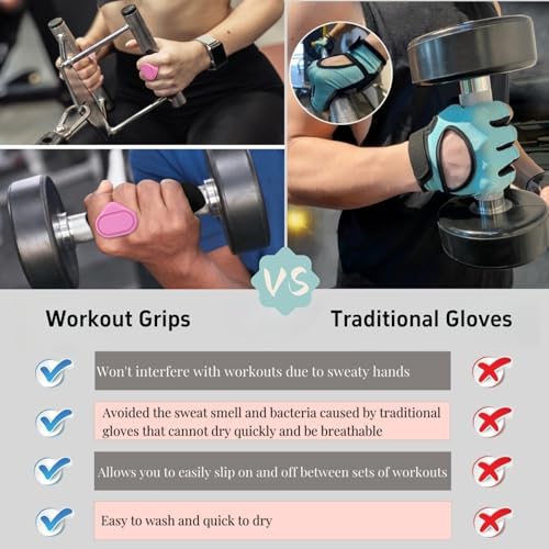 Anti-Slip Workout Grips, Ergonomic Workout Gloves, Weight Lifting Grips, for Men and Women, Silicone Gym Grips Pads, Soft, Palm Protection, Suitable for Various Fitness Training - color: Pink