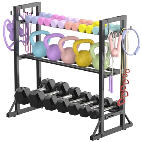 Dumbbell Rack Stand Only, Adjustable Weight Rack for Home Gym, Capacity Weight Storage Stand, Kettlebell & Dumbbell Organizer, Space-Saving Fitness Equipment Rack - color: Matte Black