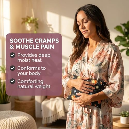 Nature's Approach Basic Herb Pack Heating Pad, Black | 12-herb aromatherapy rice & flaxseed fill for hot or cold therapy on neck, back, shoulders & more - style: Celestial Black