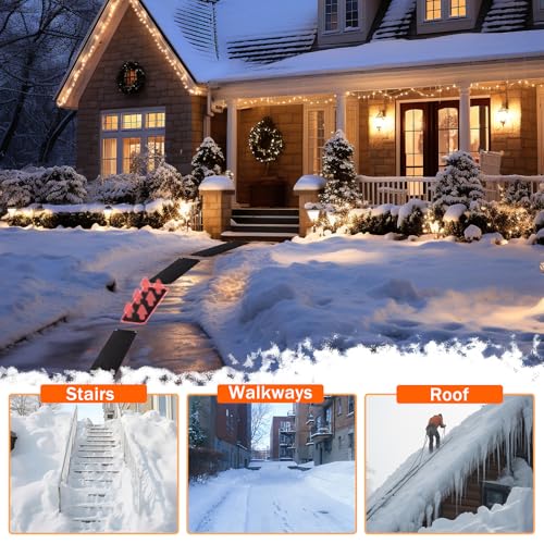 3PCS Heated Snow Melting Mats 10 x 30,Upgraded Anti-Slip Electric Snow Walkway Outdoor Mats,Winter Ice Heat Rubber Mat for Stairs Steps Floor